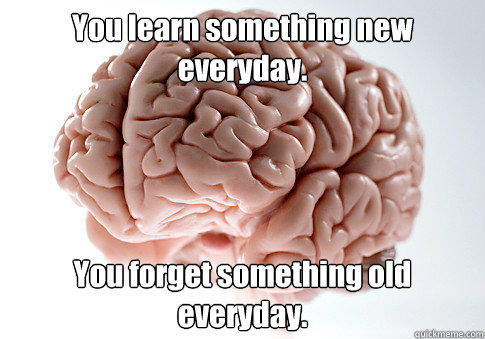 You learn something new everyday. You forget something old everyday. - You learn something new everyday. You forget something old everyday.  Scumbag Brain