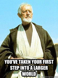  You've taken your first step Into a larger world -  You've taken your first step Into a larger world  Obiwan Advice