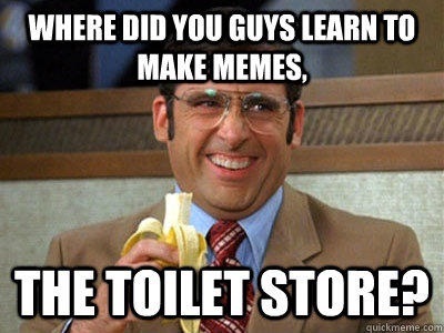 where did you guys learn to make memes, the toilet store?  