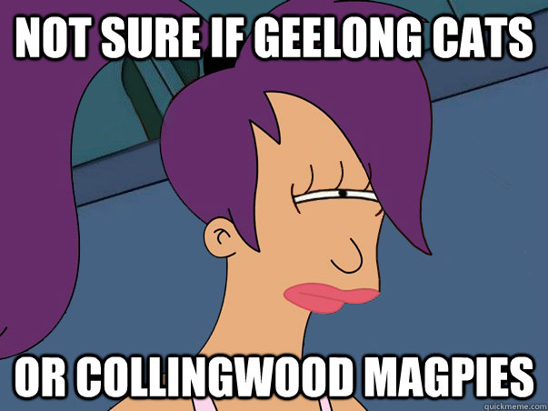 Not sure if Geelong Cats or Collingwood Magpies  Leela Futurama