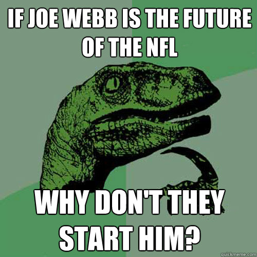 If Joe Webb is the future of the NFL Why don't they start him? - If Joe Webb is the future of the NFL Why don't they start him?  Philosoraptor