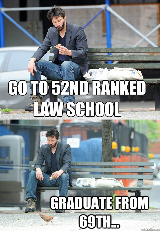 Go to 52nd ranked law school graduate from 69th...  Sad Keanu