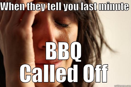 WHEN THEY TELL YOU LAST MINUTE  BBQ CALLED OFF First World Problems