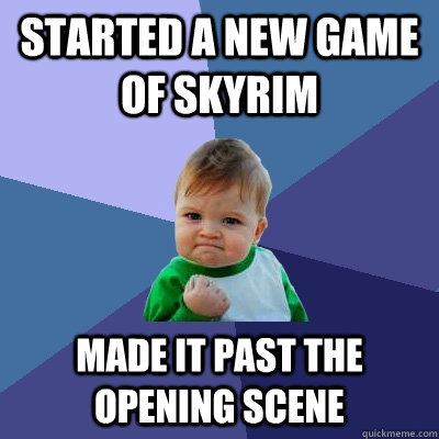 started a new game of skyrim made it past the opening scene  Success Kid