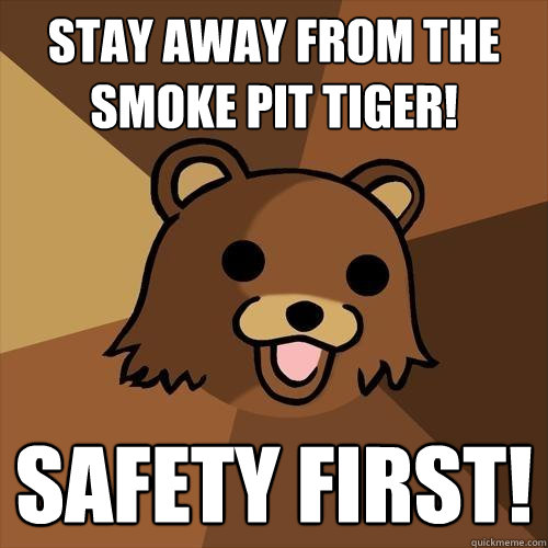 Stay away from the smoke pit Tiger! Safety First! - Stay away from the smoke pit Tiger! Safety First!  Pedobear