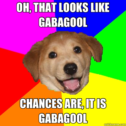 OH, THAT LOOKS LIKE GABAGOOL CHANCES ARE, IT IS GABAGOOL  Advice Dog