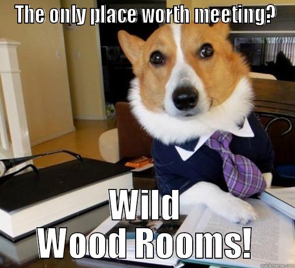 THE ONLY PLACE WORTH MEETING? WILD WOOD ROOMS! Lawyer Dog