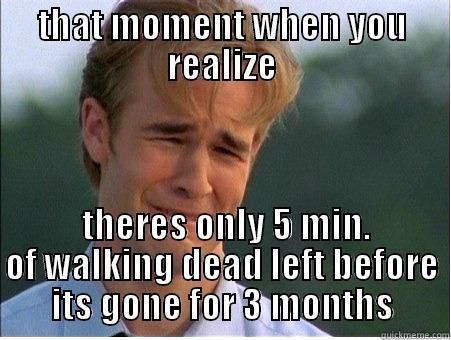 the walking dead - THAT MOMENT WHEN YOU REALIZE  THERES ONLY 5 MIN. OF WALKING DEAD LEFT BEFORE ITS GONE FOR 3 MONTHS 1990s Problems