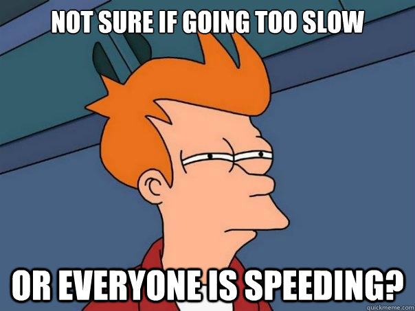 Not sure if going too slow or everyone is speeding?  Futurama Fry