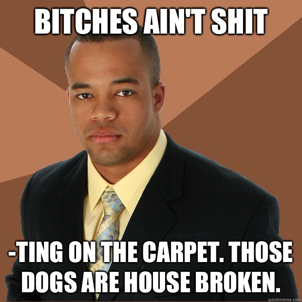 Bitches ain't shit -ting on the carpet. Those dogs are house broken.   Successful Black Man