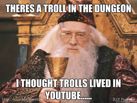 Theres a troll in the dungeon I thought trolls lived in youtube......  