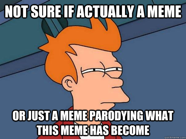 Not sure if actually a meme Or just a meme parodying what this meme has become  Futurama Fry