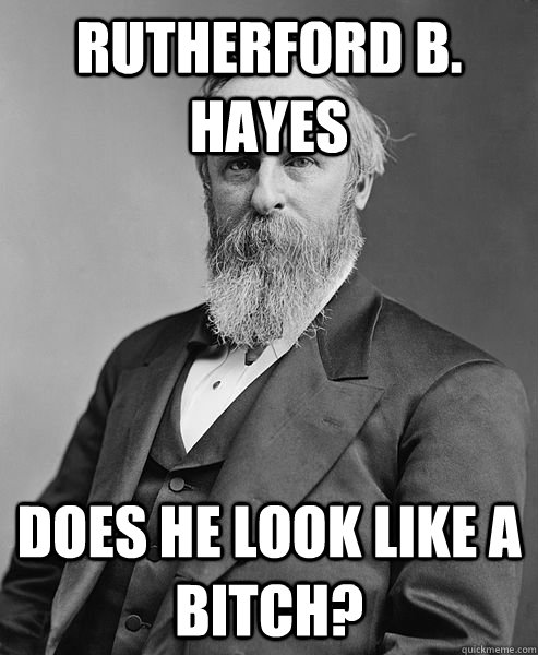 Rutherford B. Hayes Does he LOOK like a bitch?  hip rutherford b hayes