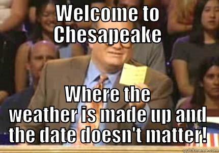 WELCOME TO CHESAPEAKE WHERE THE WEATHER IS MADE UP AND THE DATE DOESN'T MATTER! Whose Line