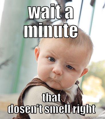 WAIT A MINUTE THAT DOSEN'T SMELL RIGHT skeptical baby