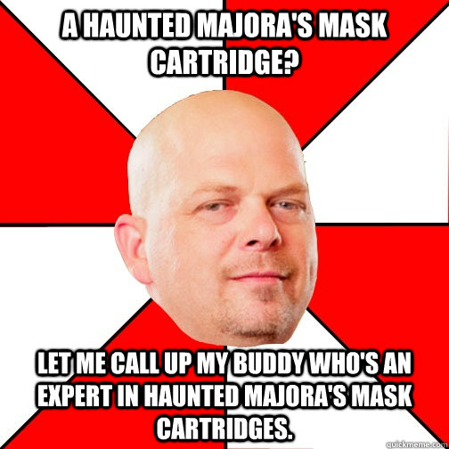 A haunted Majora's mask cartridge?  Let me call up my buddy who's an expert in Haunted Majora's mask cartridges.   Pawn Star