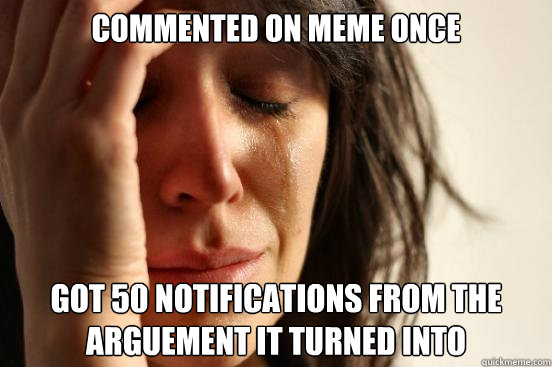 commented on meme once got 50 notifications from the arguement it turned into  First World Problems