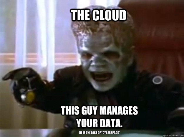 The Cloud This guy manages your data. He is the face of 