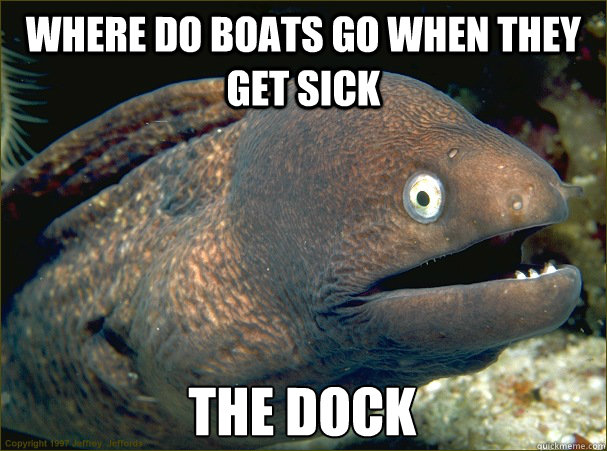 Where do boats go when they get sick the dock  Bad Joke Eel