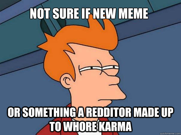 Not sure if new meme or something a redditor made up to whore karma  Futurama Fry