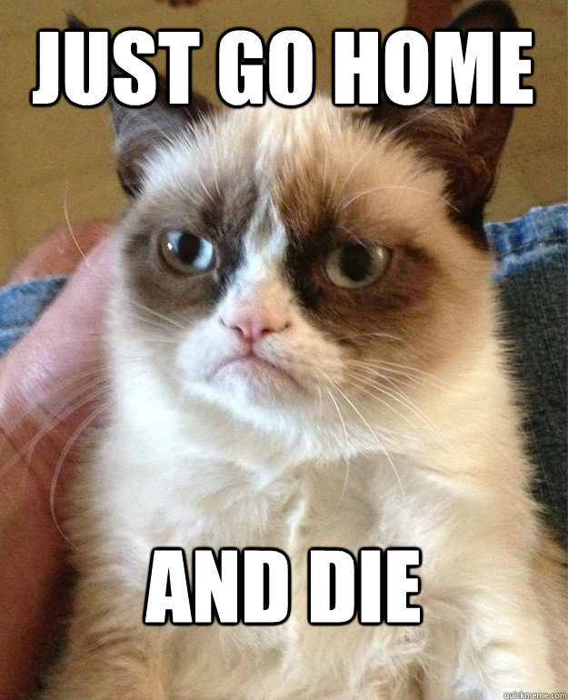 just go home and die  Grumpy Cat