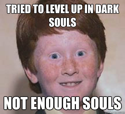 Tried to level up in Dark Souls Not enough souls  - Tried to level up in Dark Souls Not enough souls   Over Confident Ginger