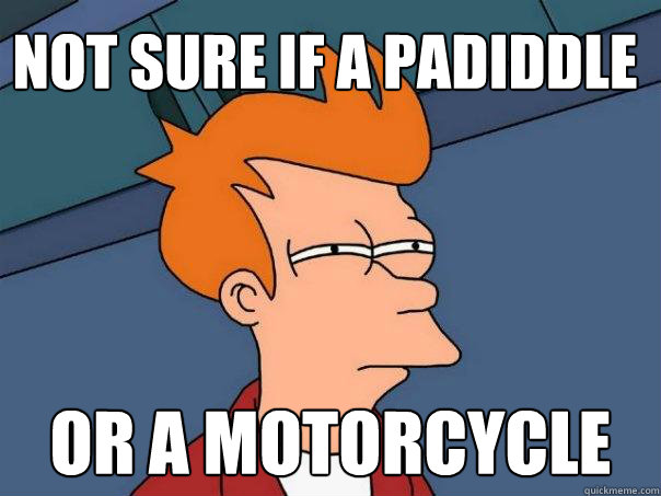 Not sure if a padiddle 
 or a motorcycle  Futurama Fry