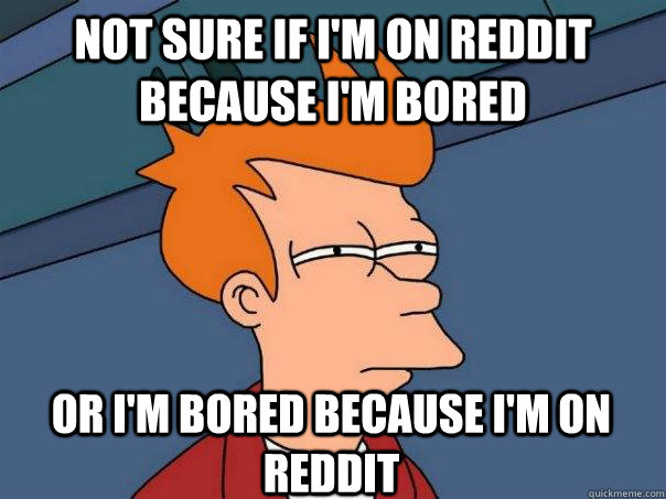 Not sure if i'm on reddit because i'm bored or i'm bored because i'm on reddit - Not sure if i'm on reddit because i'm bored or i'm bored because i'm on reddit  Futurama Fry