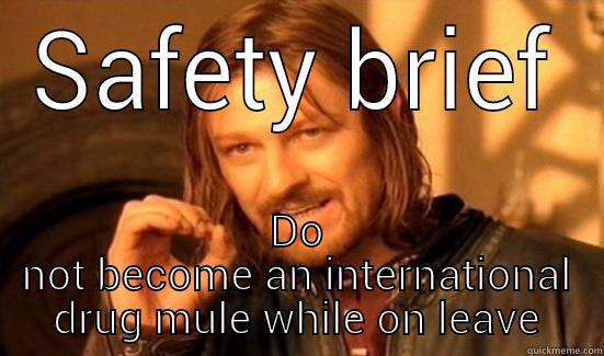 SAFETY BRIEF DO NOT BECOME AN INTERNATIONAL DRUG MULE WHILE ON LEAVE Boromir