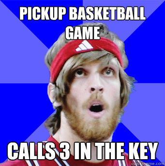 pickup basketball game calls 3 in the key  
