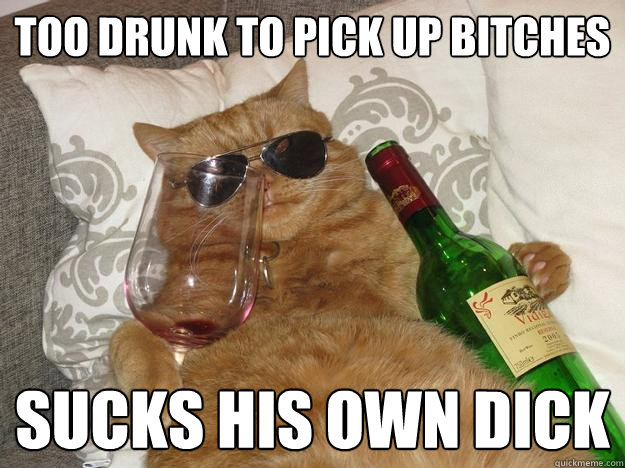too drunk to pick up bitches sucks his own dick  Party Cat