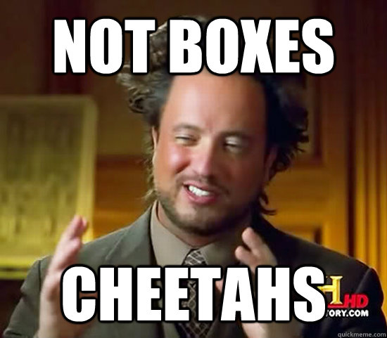 not boxes cheetahs  Ancient Aliens