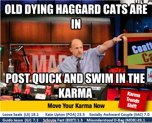 Old dying haggard cats are in post quick and swim in the karma  Jim Kramer with updated ticker