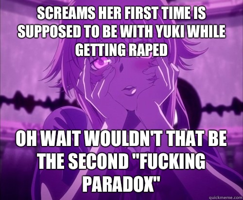 Screams her first time is supposed to be with yuki while getting raped Oh wait wouldn't that be the second 