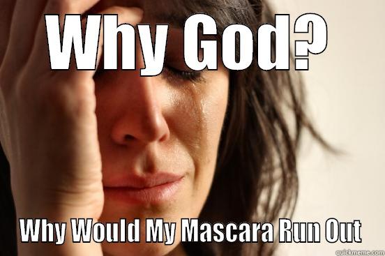 WHY GOD? WHY WOULD MY MASCARA RUN OUT First World Problems