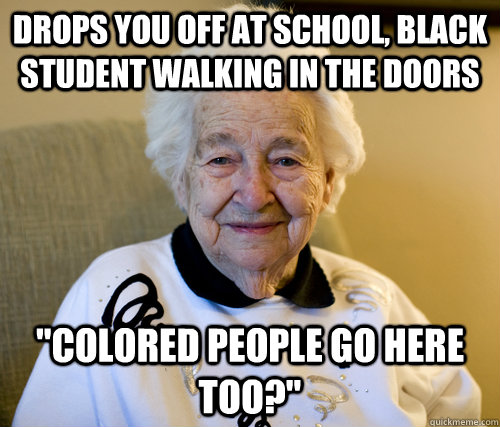 Drops you off at school, black student walking in the doors 