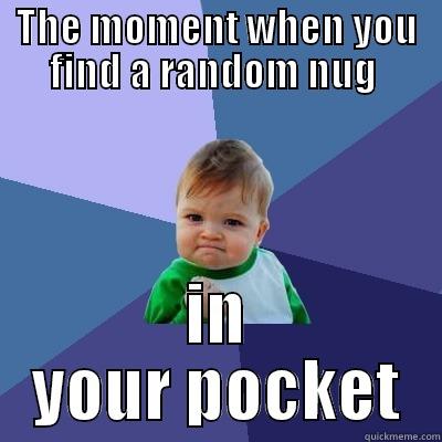 THE MOMENT WHEN YOU FIND A RANDOM NUG  IN YOUR POCKET Success Kid