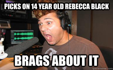 Picks on 14 year old Rebecca Black Brags about it - Picks on 14 year old Rebecca Black Brags about it  Scumbag DJ Omar Khan