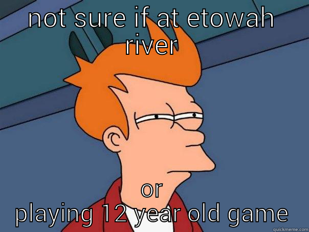 NOT SURE IF AT ETOWAH RIVER OR PLAYING 12 YEAR OLD GAME Futurama Fry