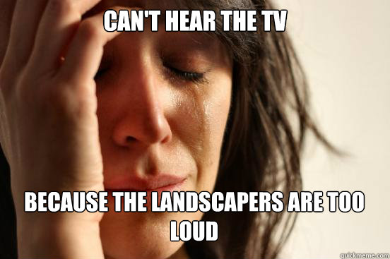 Can't Hear the TV
 Because the Landscapers are too loud Caption 3 goes here  First World Problems