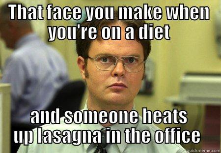 THAT FACE YOU MAKE WHEN YOU'RE ON A DIET AND SOMEONE HEATS UP LASAGNA IN THE OFFICE  Schrute