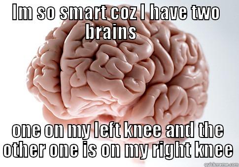    IM SO SMART COZ I HAVE TWO        BRAINS        ONE ON MY LEFT KNEE AND THE OTHER ONE IS ON MY RIGHT KNEE Scumbag Brain