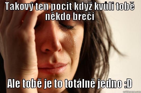 Takový ten pocit - TAKOVÝ TEN POCIT KDYŽ KVŮLI TOBĚ NĚKDO BREČÍ ALE TOBĚ JE TO TOTÁLNĚ JEDNO :D First World Problems