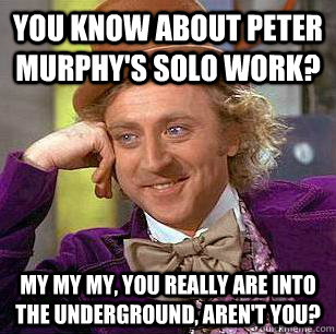 You know about Peter Murphy's solo work? My my my, you really are into the underground, aren't you?  Condescending Wonka