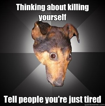 Thinking about killing yourself Tell people you're just tired  Depression Dog