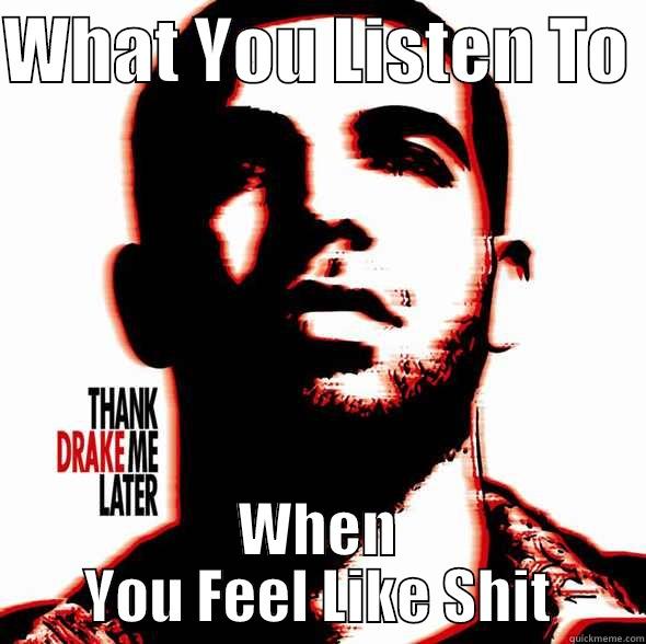 drake makes it all feel better - WHAT YOU LISTEN TO  WHEN YOU FEEL LIKE SHIT Misc