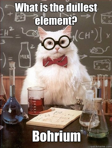 What is the dullest element?  Bohrium - What is the dullest element?  Bohrium  Chemistry Cat