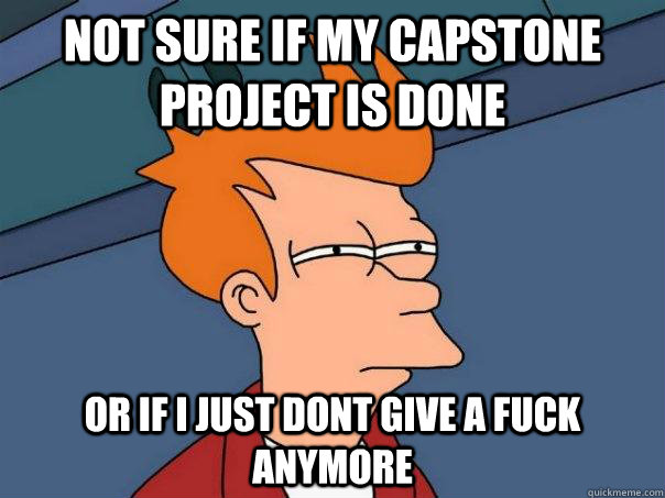 Not sure if my capstone project is done or if i just dont give a fuck anymore  Futurama Fry