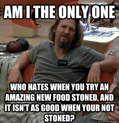 Am I the only one Who hates when you try an amazing new food stoned, and it isn't as good when your not stoned?  The Dude