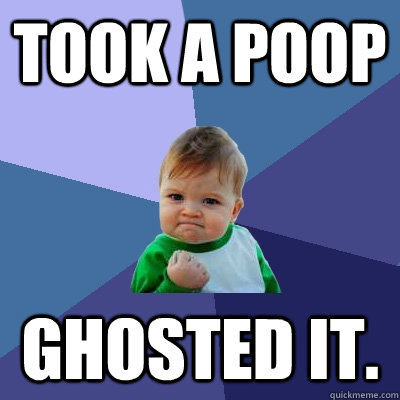 took a poop ghosted it.  Success Kid